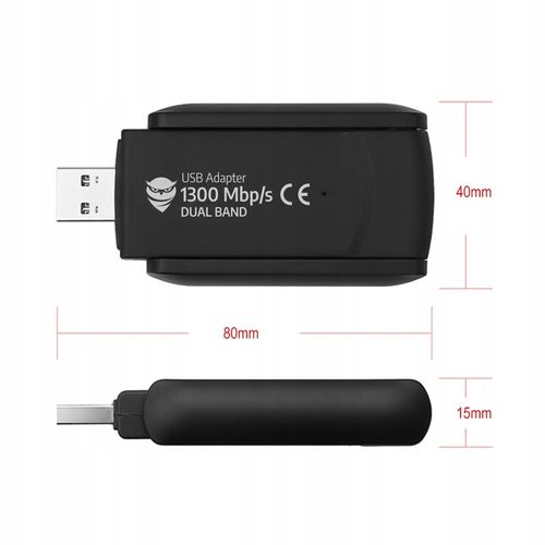 1300Mbps ZEWNĘTRZNA Karta Sieciowa WI-FI Adapter USB 3.0 DUAL 2 Anteny 5GHz na Arena.pl