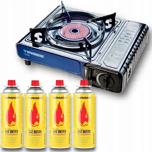 KUCHENKA TURYSTYCZNA TIROSS TS-266 SREBRNA 1650 W + 4 x BUTLE GAZOWE TS700 na Arena.pl