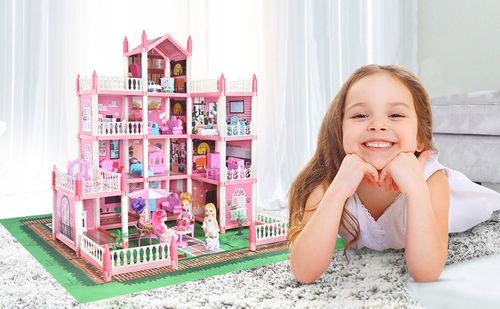 Domek dla lalek z meblami 4-piętrowy domek dla lalek z oświetleniem LED na Arena.pl