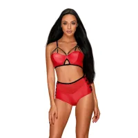 obsessive leatheria komplet dwuczęściowy czerwono-czarny s/m