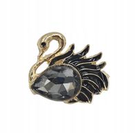 Pięknie lśniąca broszka czarny łabędź z kryształkiem kolor złoty 2,5cm