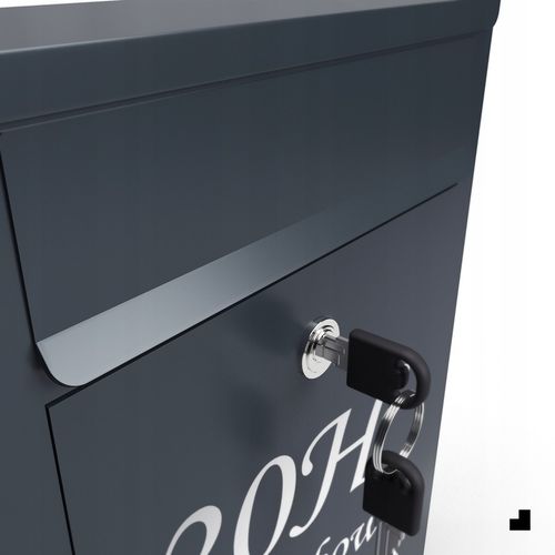 SKRZYNKA NA LISTY Z NUMEREM DOMU | POCZTOWA | A4 | ANTRACYT RAL7016 | WZORY na Arena.pl