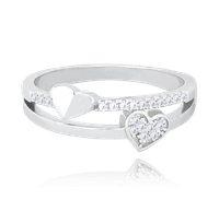 MINET Pierścień srebrny LOVE z serduszkami i cyrkoniami wielkość 12