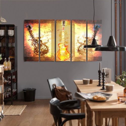 Obraz pięcioczęściowy na płótnie Canvas, pentaptyk typ C, Gitara 100x70 na Arena.pl