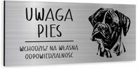 Tabliczka dibond uwaga pies Bokser 20x10 cm z NADRUKIEM UV