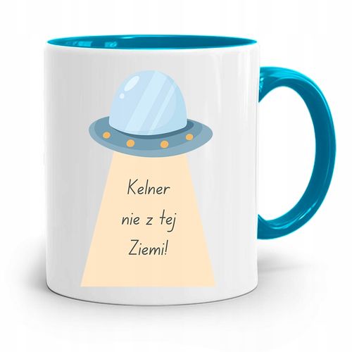 Dla Kelnera Kubek Błękitny Kelner Nie Z Tej Ziemi Z Nadrukiem Ze Zdjęciem na Arena.pl