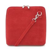 VERA PELLE torebka damska zamszowa listonoszka z paskiem V452 czerwona