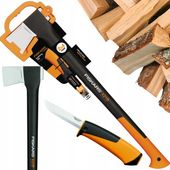 FISKARS ZESTAW SIEKIERA ROZŁUPIJĄCA Z OSŁONĄ X21 + NÓŻ UNIWERSALNY Hardware