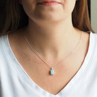 Zawieszka - larimar prostokąt w srebrze