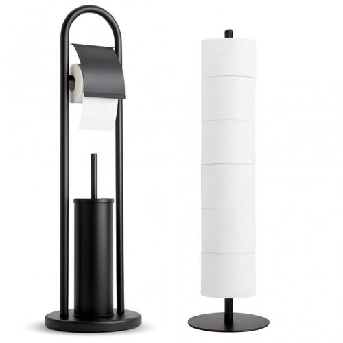 Zestaw łazienkowy stojak z uchwytem na papier i szczotką WC stojak na zapas na Arena.pl