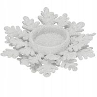 ŚWIECZNIK NA TEALIGHTY SREBRNY ŚWIĄTECZNY OZDOBA BROKATOWY GLAMOUR 12 CM