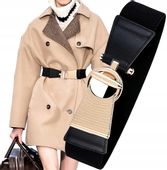 Pasek Szeroki Złota Klamra Do Sukienki Elastyczny