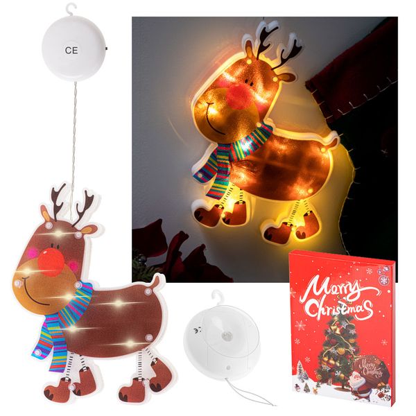 Lampki Led Wisząca Ozdoba Dekoracja Okna Świąteczna Przyssawka Renifer zdjęcie 1