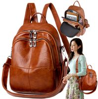 Damski Plecak Miejski Brązowy Pojemny Szkolny 2W1