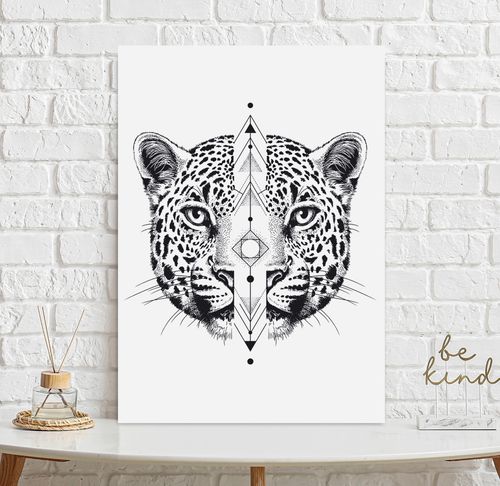 Plakat portret gepard geometria 29,7x42 cm A3 na Arena.pl