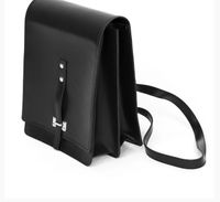 Tradycyjna Raportówka leśnika, wojskowa ze skóry naturalnej - czarna