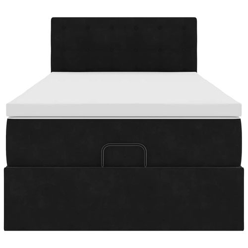 Łóżko Ottoman z materacem i LED, czarny, 80x200cm, aksamit na Arena.pl