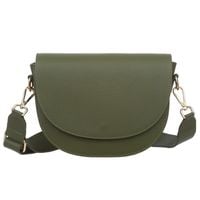 VERA PELLE torebka skórzana listonoszka z paskiem V504 oliwkowa
