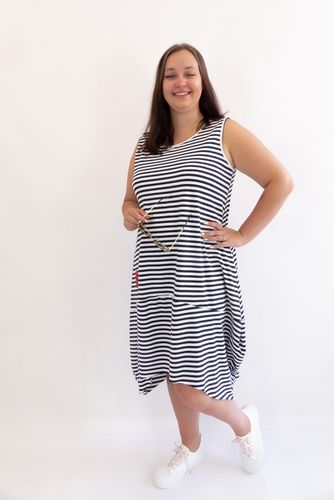Sukienka Bombka Maxi w Paski Granatowo-Biała UNI na Arena.pl