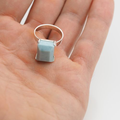 Pierścionek regulowany - prostokątny Larimar w srebrze na Arena.pl