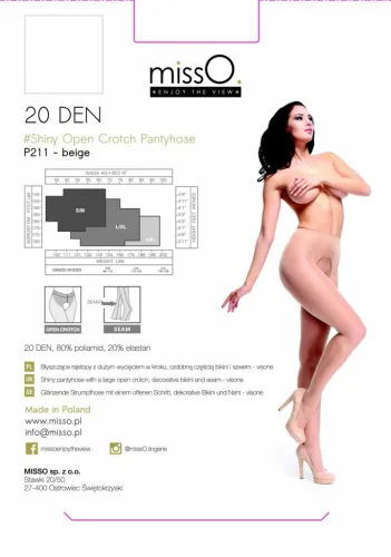 misso p211 rajstopy z wycięciem, połysk, beżowe s/m na Arena.pl