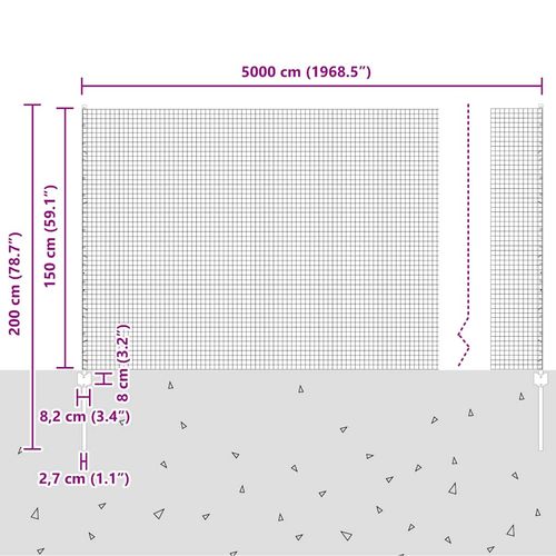 Ogrodzenie z słupkami Srebrny 1.5 x 50 m Stal na Arena.pl