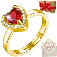 PIERŚCIONEK ZŁOTY SERCE REGULOWANY Z CYRKONIAMI SREBRO 925