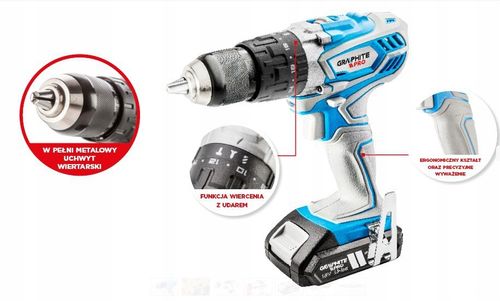 GRAPHITE PRO WIERTARKO-WKRĘTARKA UDAR 2*18V/2,5AH na Arena.pl