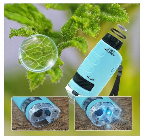 MIKROSKOP EDUKACYJNY KIESZONKOWY DLA DZIECI LABORATORIUM 120x 60x PRZENOŚNY na Arena.pl