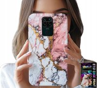 ETUI DO XIAOMI NOTE 9 - RÓŻOWO BIAŁY MARMUREK, KAMIENNE WZORY