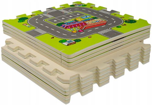 MATA PIANKOWA EDUKACYJNA PUZZLE GRUBE 1 CM MIASTO ULICE DROGI DLA DZIECI na Arena.pl