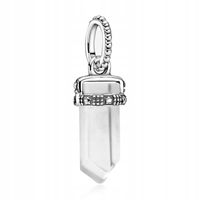 Zawieszka SREBRO 925 Charms Amulet Szkło Biały