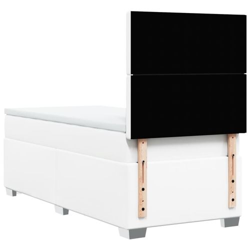 Łóżko kontynentalne z materacem, białe, ekoskóra 80x200 cm na Arena.pl