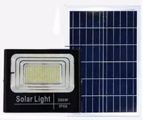 Zestaw solarny halogen LED 200W IP68, czujnik ruchu, panel i pilot