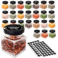POJEMNIKI NA PRZYPRAWY x24 Szklany słoik 120ml + Etykiety Organizer