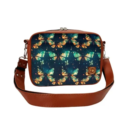 Torebka Motyle Nocą  - Uniwersalna Torebka Prostokątna Kolor ekoskóry - Brązowy na Arena.pl