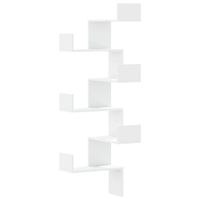 Narożna półka ścienna, biała, 45x45x147 cm