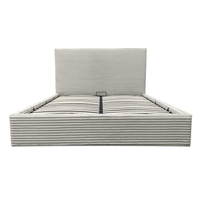 Łóżko tapicerowane Cordo 160x200 stelaż pojemnik wysoki zagłówek krem