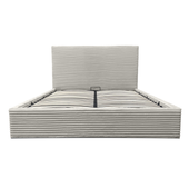 Łóżko tapicerowane Cordo 160x200 stelaż pojemnik wysoki zagłówek krem