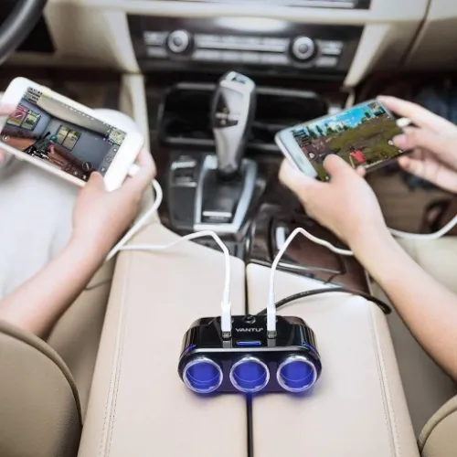 ROZDZIELACZ GNIAZDA ZAPALNICZKI 12V/24V ŁADOWARKA 3.1A + WOLTOMIERZ na Arena.pl