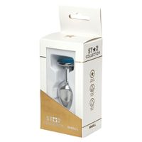 Star Collection - Silver Metal Anal Plug S - Light Blue Stone