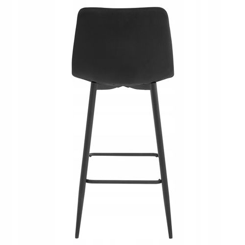 Hoker Krzesło Tapicerowane Barowe Wysokie do Wyspy Welurowe Czarne na Arena.pl
