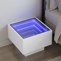Stolik nocny z LED Infinity, biały, 40x40x30 cm