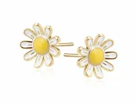 POZŁACANE SREBRNE KOLCZYKI EMALIOWANE KWIATY KWIATKI STOKROTKI SREBRO 925