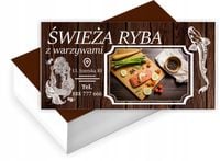 Wizytówki firmowe reklamowe 100szt dużo wzorów ŚWIEŻA RYBA z warzywami