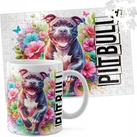 ZESTAW KUBEK + PUZZLE 110EL - PIES PSY PIESEK RASA PITBULL