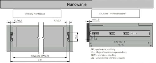 Prowadnica meblowa kulkowa GTV VERSALITE TOUCH PRO H45 mm, 450 mm, push to open, cichy domyk na Arena.pl