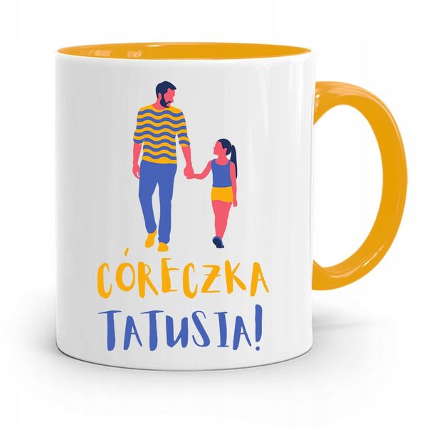 Kubek Żółty Prezent Dla Córki Córeczka Tatusia Z Nadrukiem Ze Zdjęciem zdjęcie 1