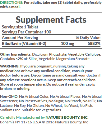 Nature's Bounty Witamina B2 100 mg 100 tabletek na Arena.pl