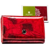 stylowy czerwony portfel skórzany damski z przegródkami - peterson